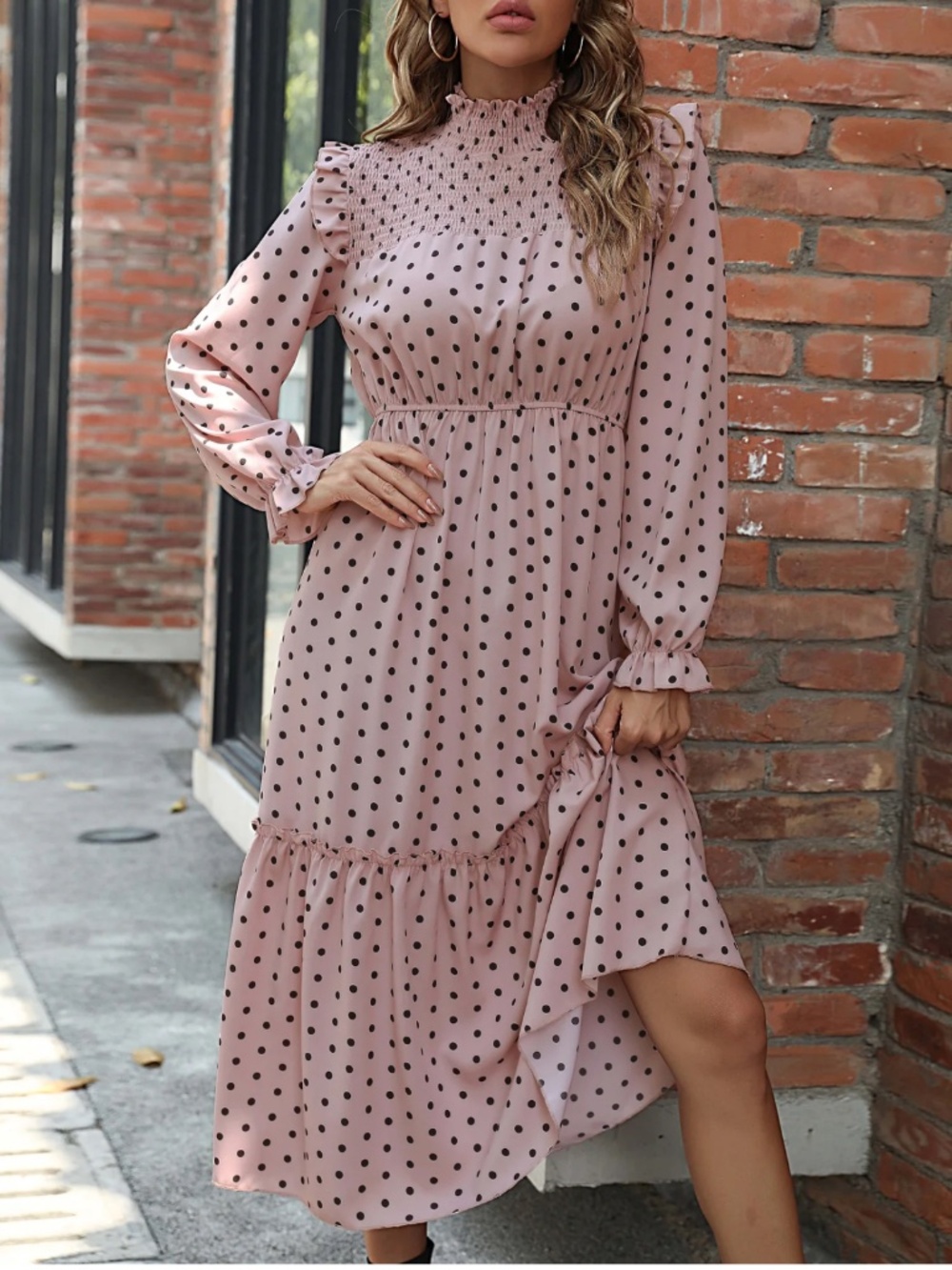 By the river midi dress with dots